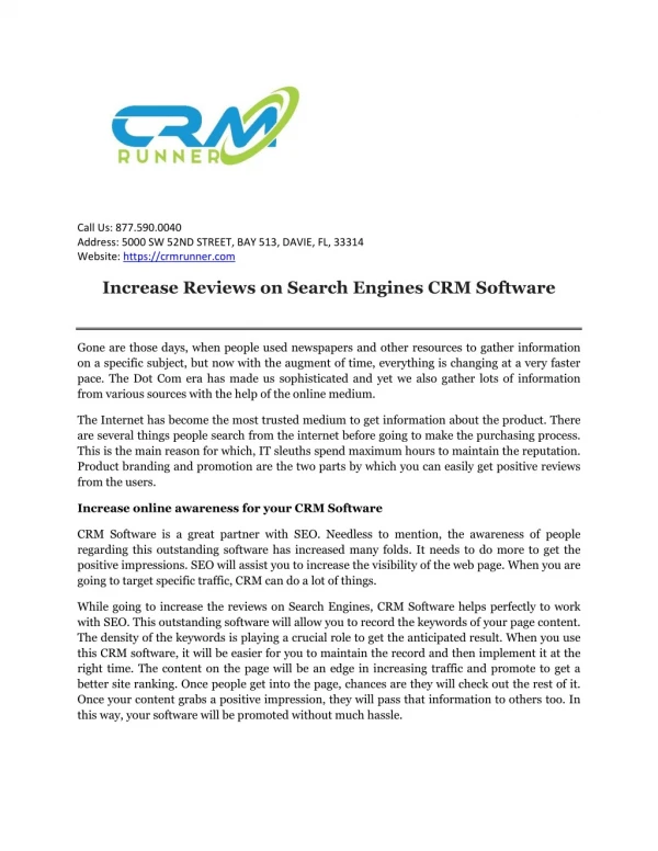 Increase Reviews on Search Engines CRM Software