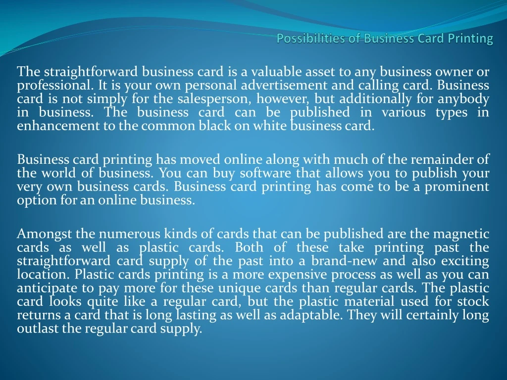 possibilities of business card printing