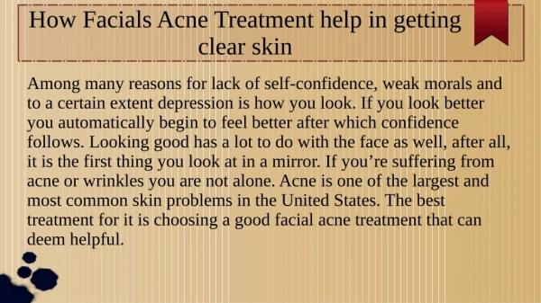 How Facials Acne Treatment help in getting clear skin