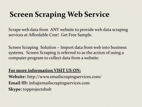 Screen Scraping Web Service