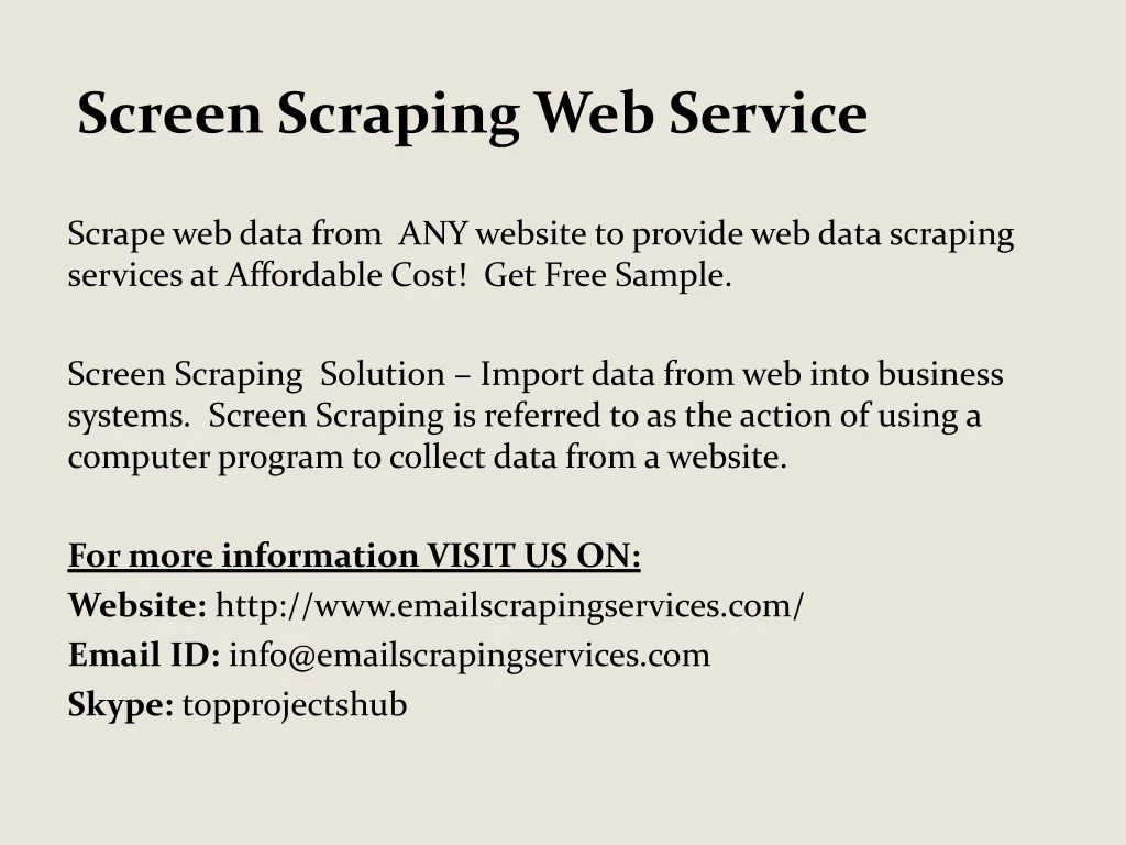 screen scraping web service