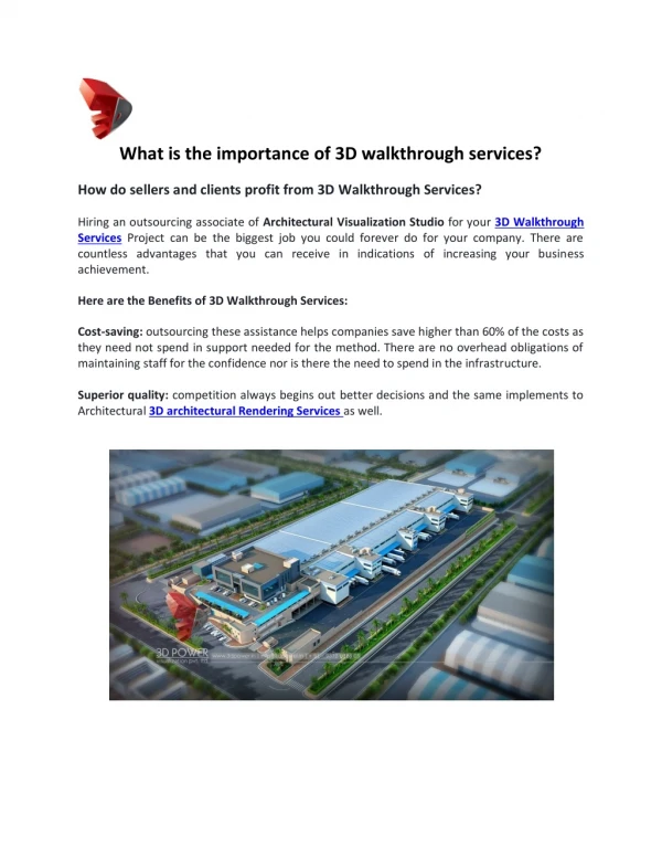 What is the importance of 3D walkthrough services?