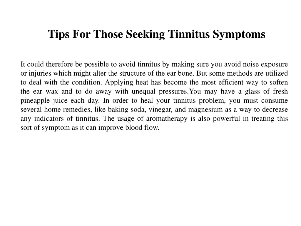 tips for those seeking tinnitus symptoms