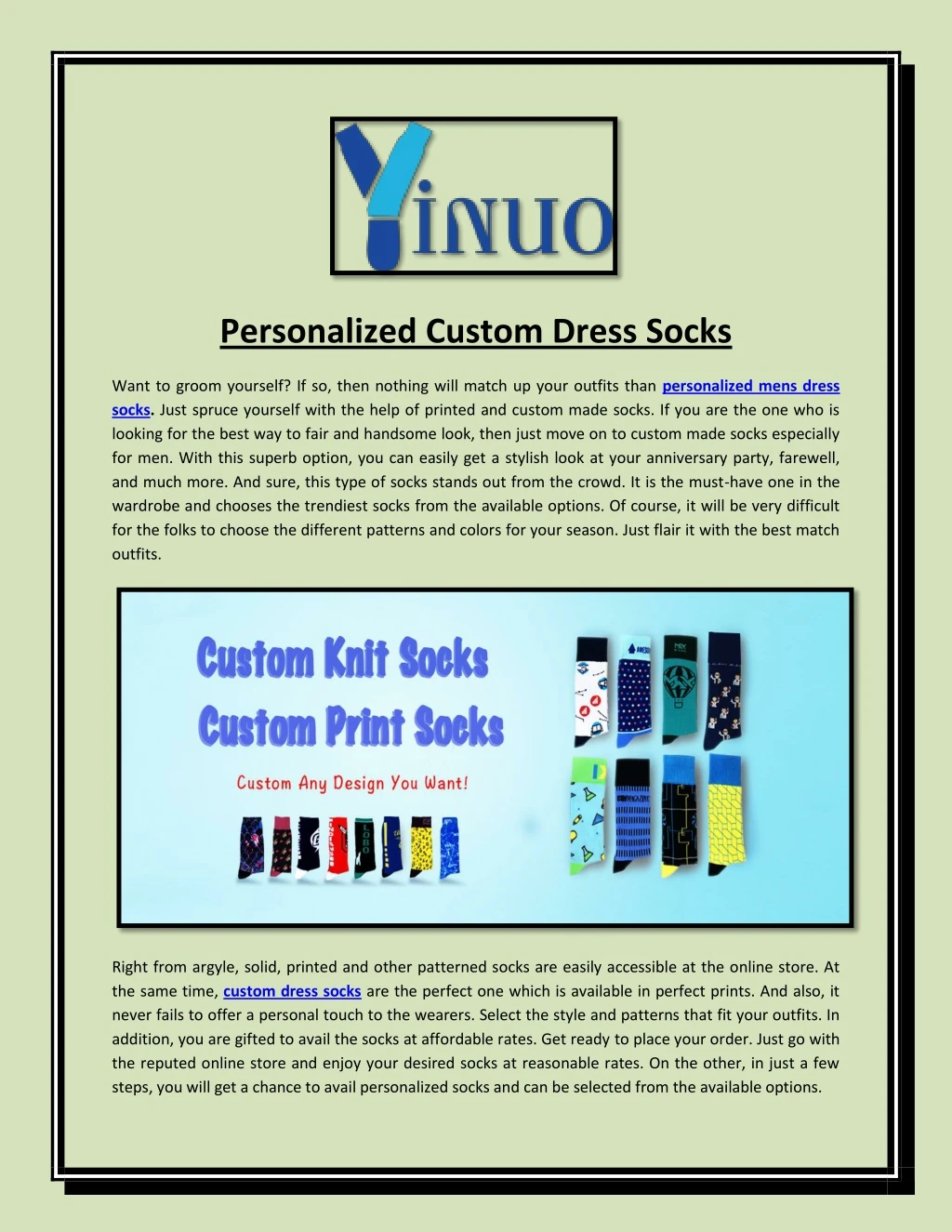 personalized custom dress socks