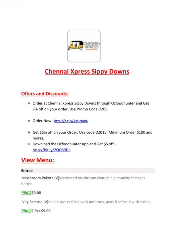 15% Off - Chennai Xpress-Sippy Downs - Order Food Online