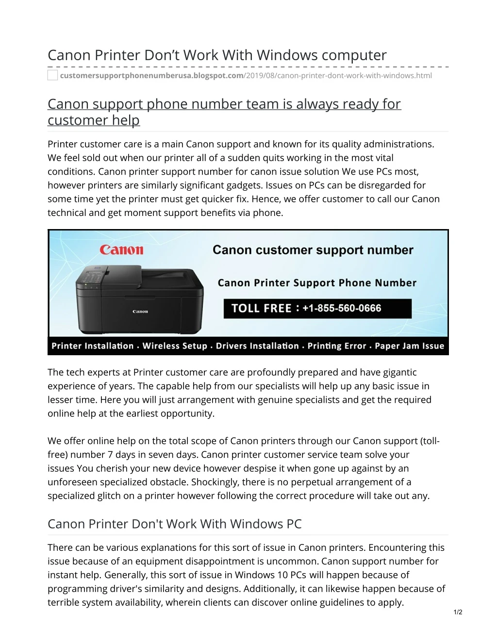 canon printer don t work with windows computer