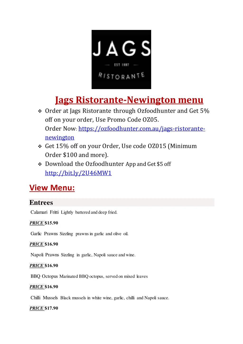 jags ristorante newington menu order at jags
