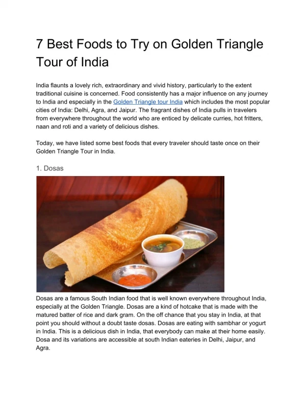 7 Best Foods to Try on Golden Triangle Tour of India