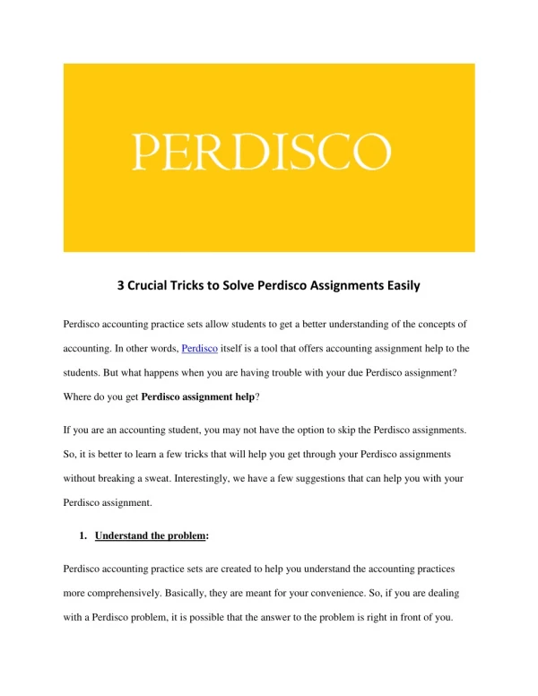 Top Tips To Write Your Perdisco Assignment