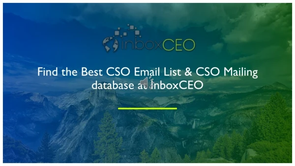 CSO Email List | CSO Mailing List | CSO Email & Mailing Database