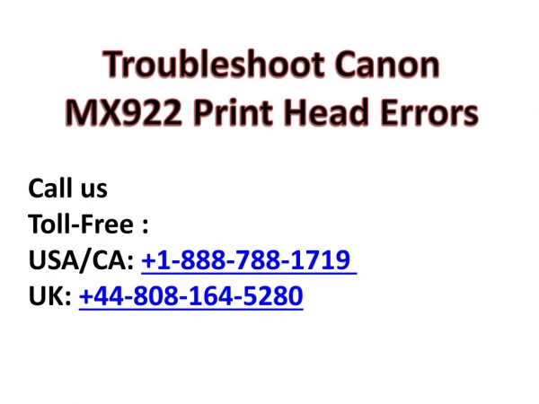 Troubleshoot Canon MX922 Print Head Errors