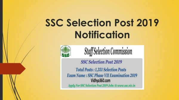 SSC Selection Post 2019 Notification, Phase VII Eligibility, Total Vacancies