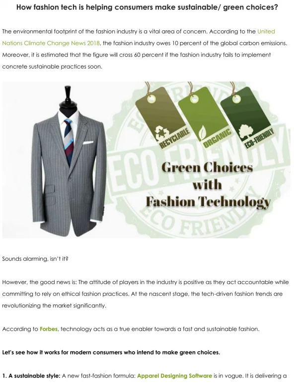 How fashion tech is helping consumers make sustainable/ green choices?