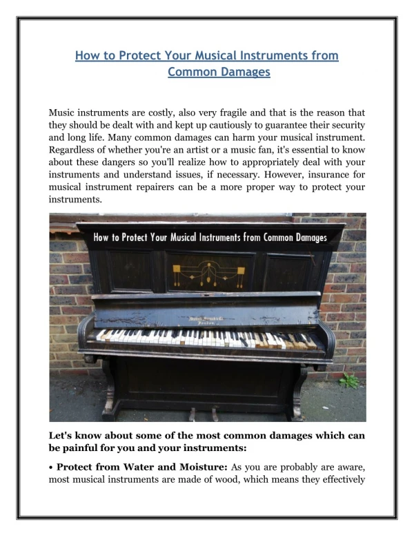 How to Protect Your Musical Instruments from Common Damages