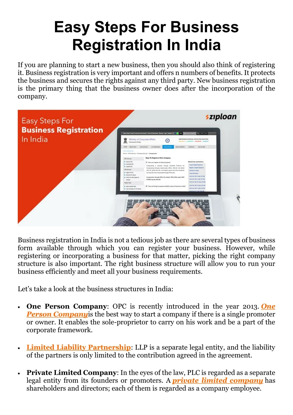 easy steps for business registration in india