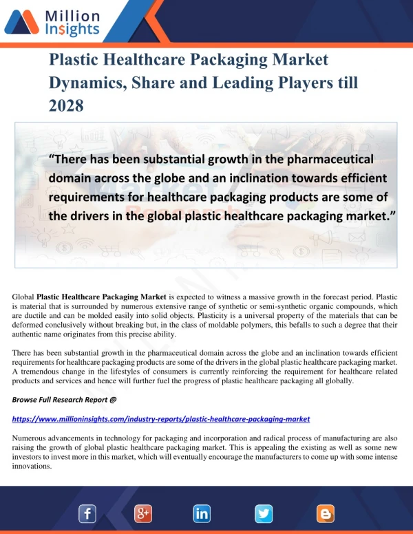 plastic healthcare packaging market dynamics