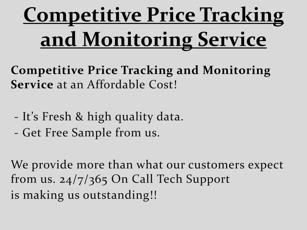 competitive price tracking and monitoring service