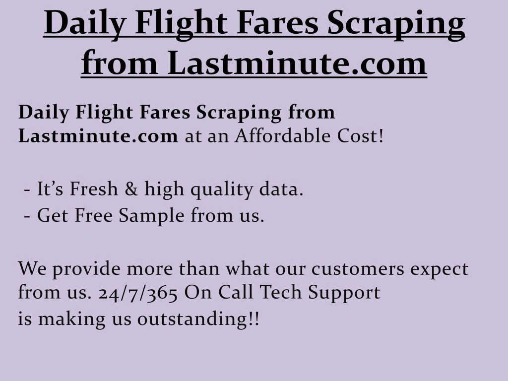 daily flight fares scraping from lastminute com