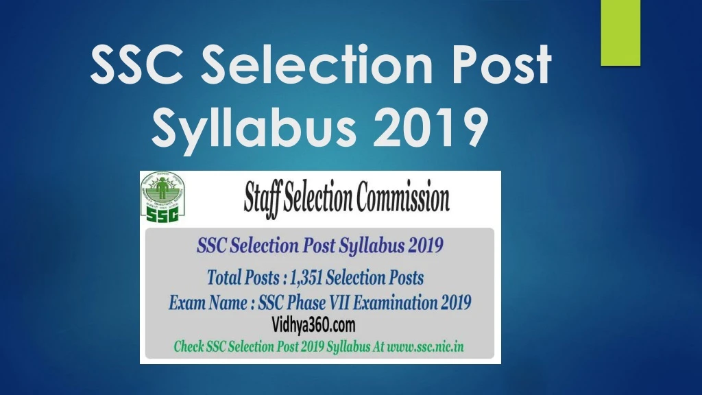 ssc selection post syllabus 2019