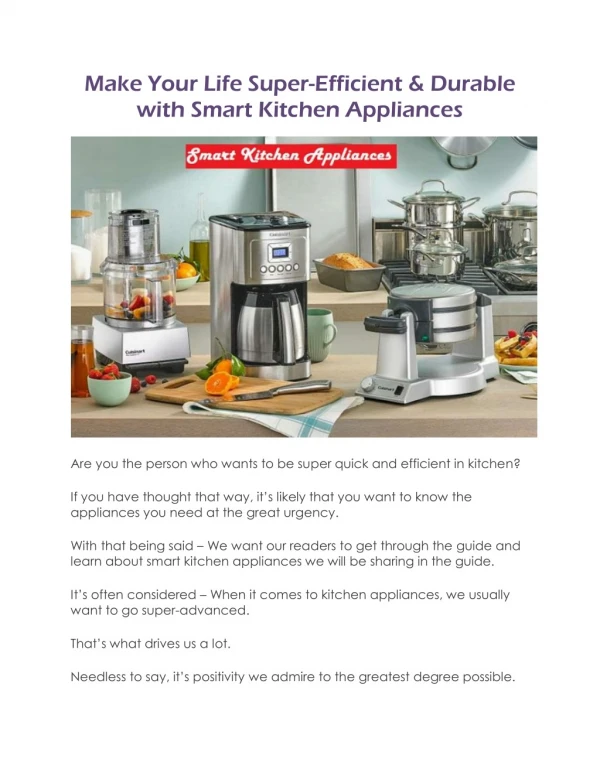 Make Your Life Super-Efficient & Durable with Smart Kitchen Appliances