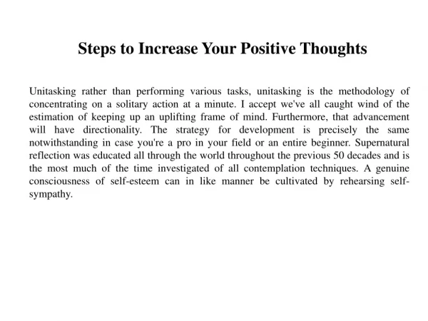 Steps to Increase Your Positive Thoughts