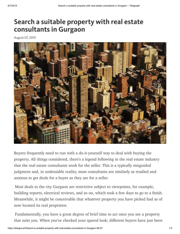 Search a suitable property with real estate consultants in Gurgaon