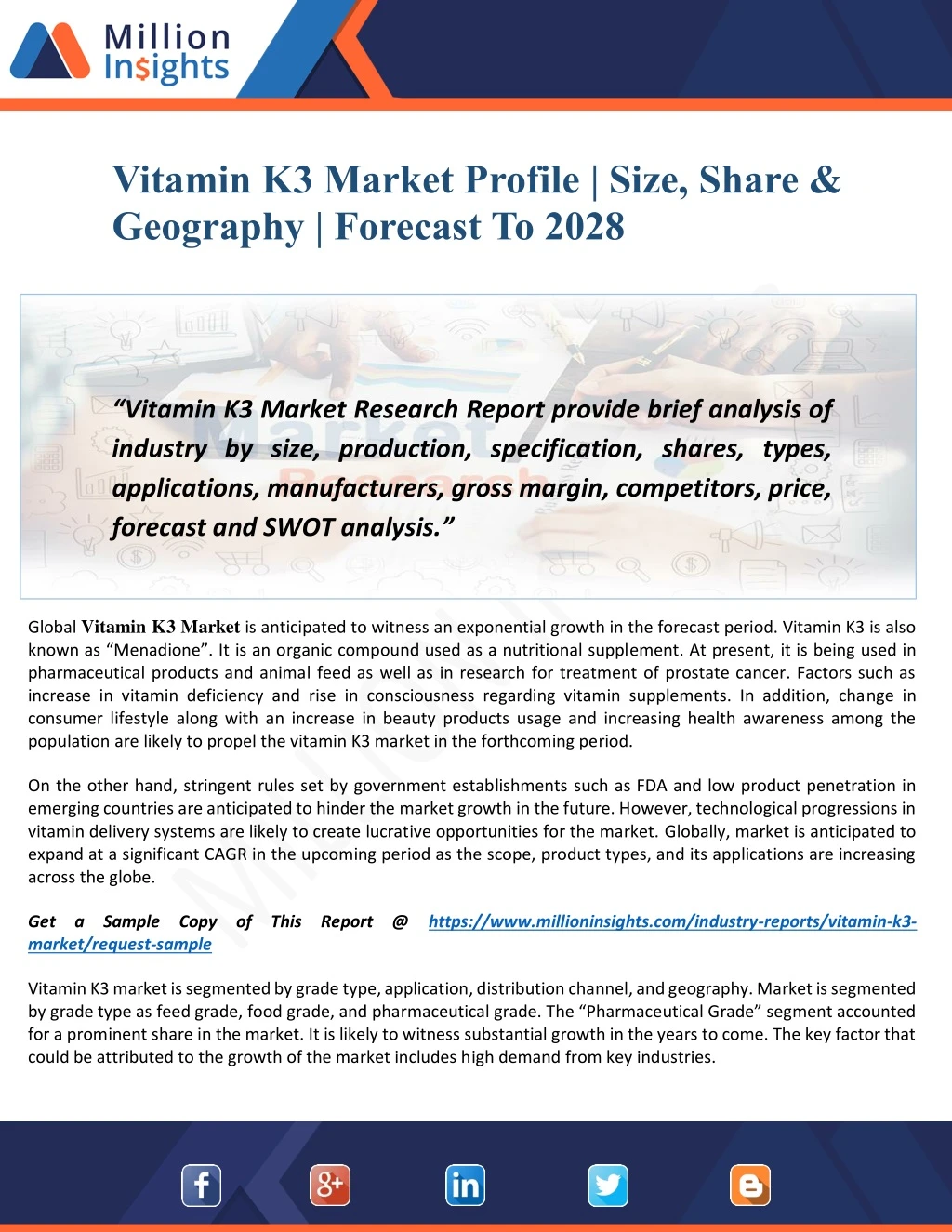 vitamin k3 market profile size share geography