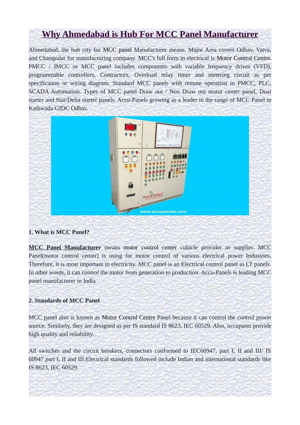 why ahmedabad is hub for mcc panel manufacturer