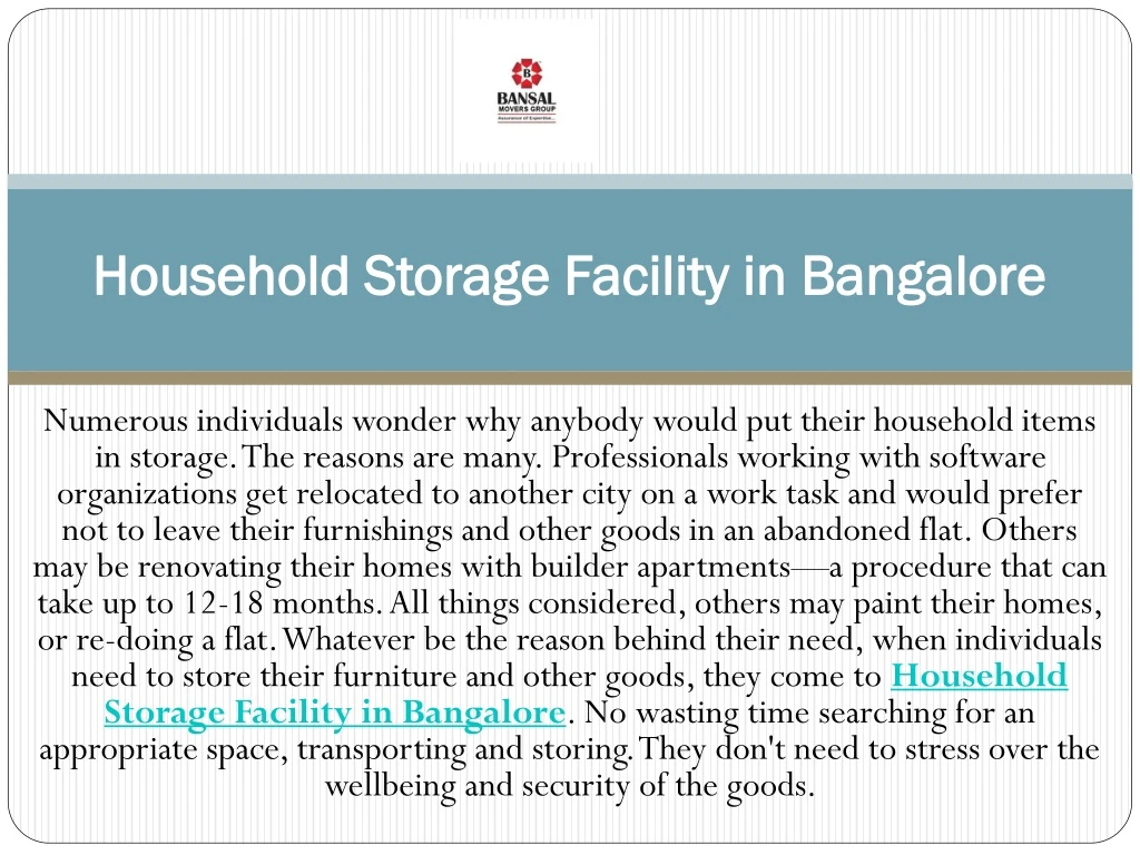 household storage facility in bangalore