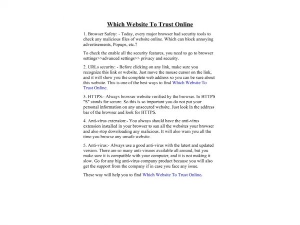 Which Website to trust online