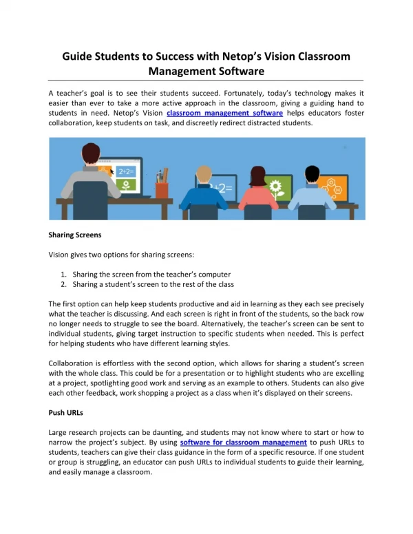 Guide Students to Success with Netop’s Vision Classroom Management Software