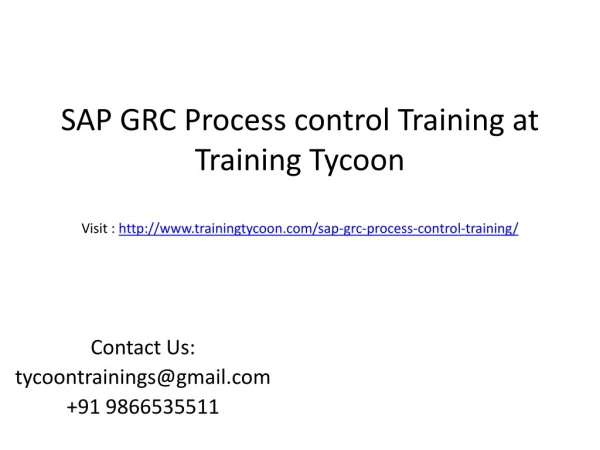 SAP GRC Process Control training