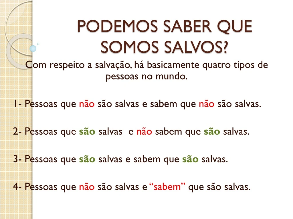 podemos saber que somos salvos