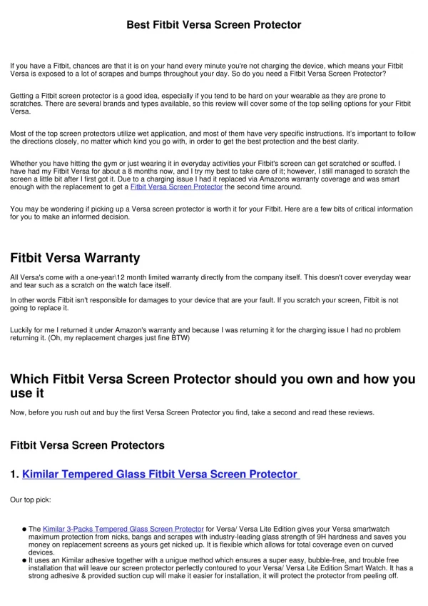 Best Fitbit Versa Screen Protector