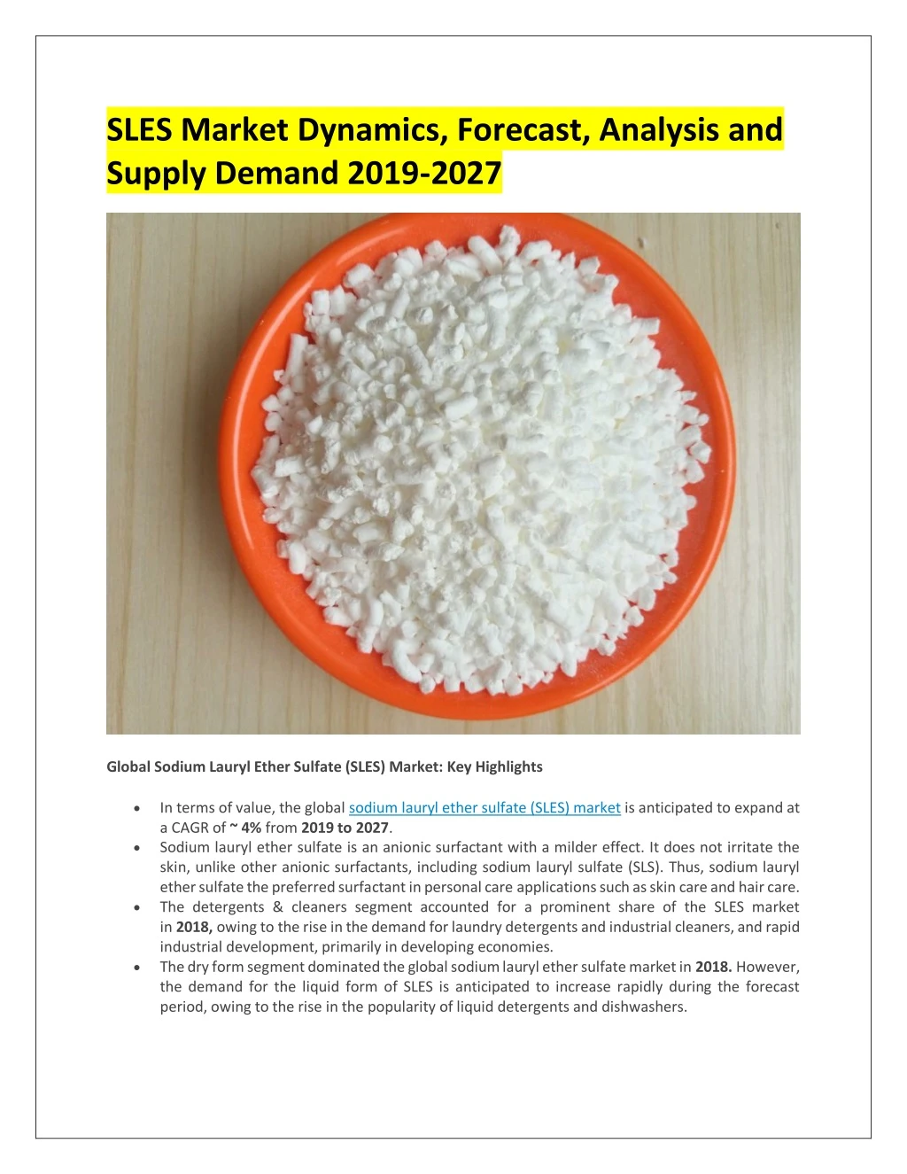 sles market dynamics forecast analysis and supply