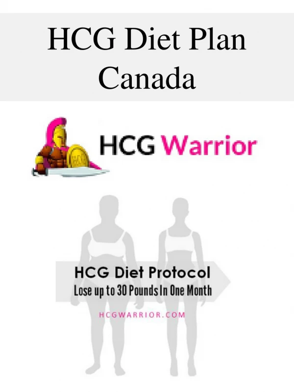 HCG Diet Plan Canada