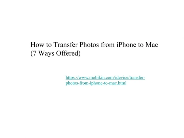 How to Transfer Photos from iPhone to Mac (7 Ways Offered)