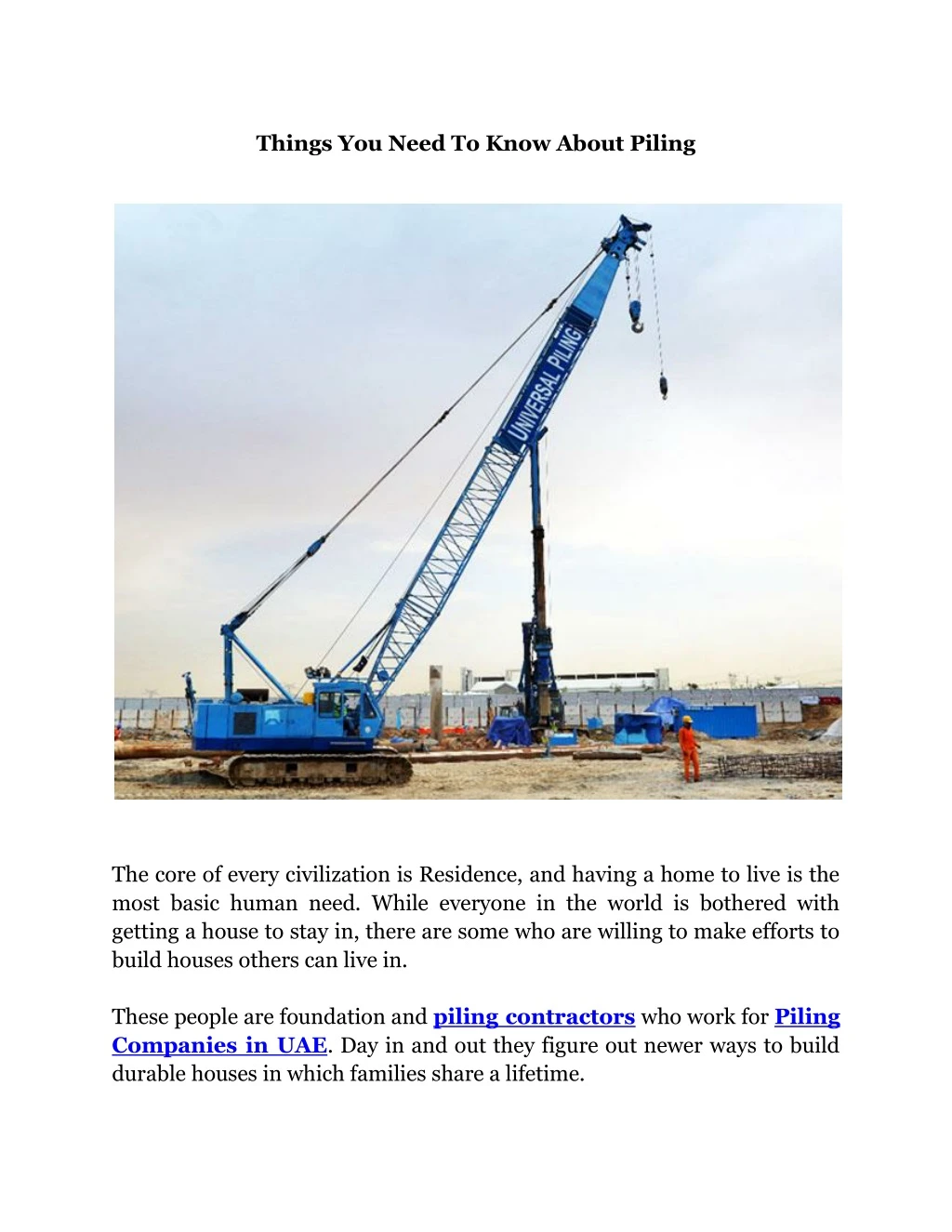 things you need to know about piling