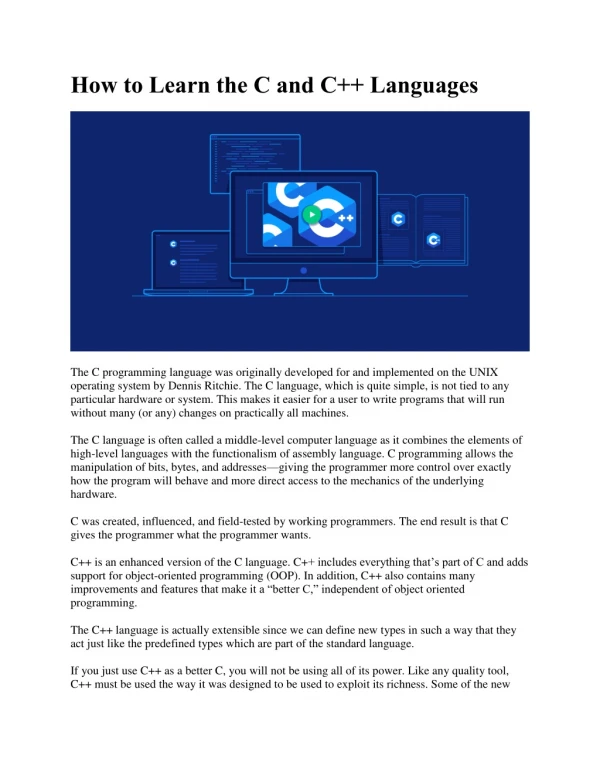How to Learn the C and C Languages