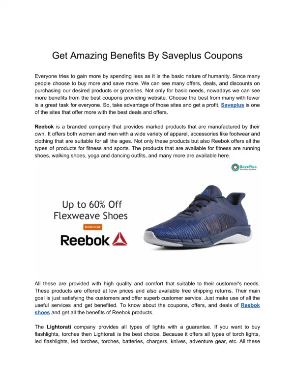 Get Amazing Benefits By Saveplus Coupons