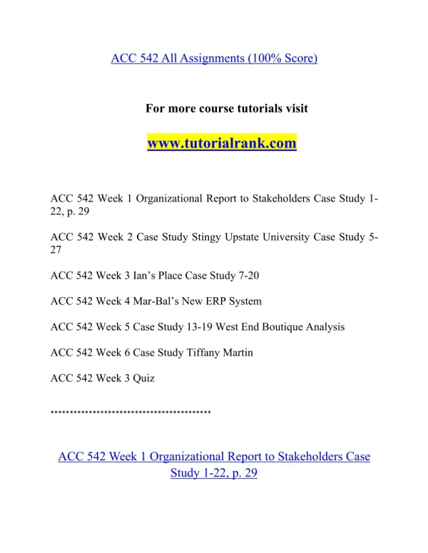 ACC 542 Effective Communication - tutorialrank.com
