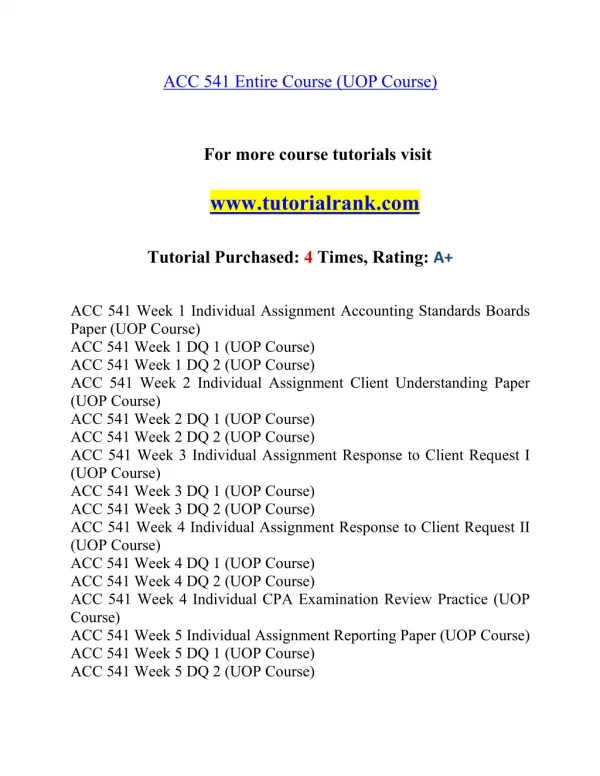 ACC 541 Effective Communication - tutorialrank.com