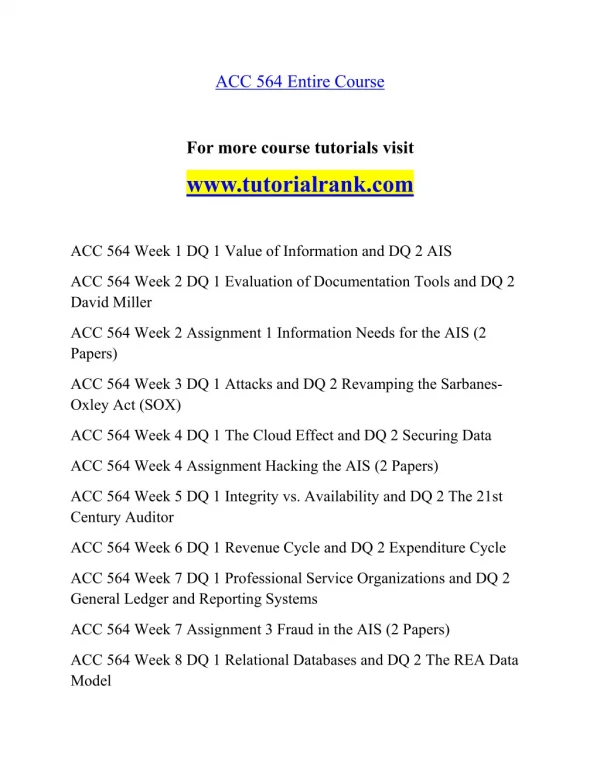 ACC 564 Effective Communication - tutorialrank.com