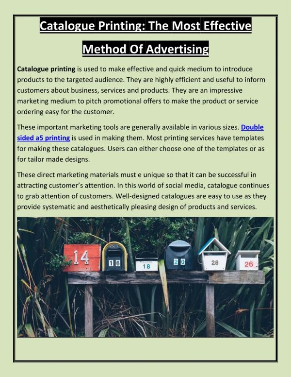 Catalogue Printing: The Most Effective Method Of Advertising