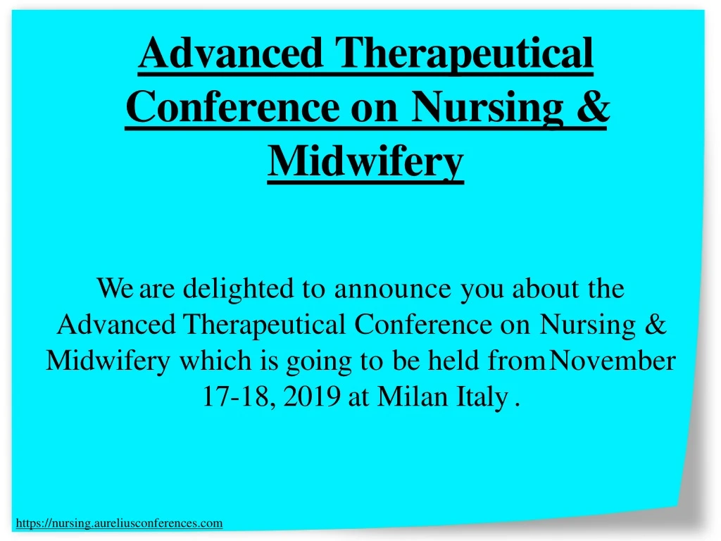 advanced therapeutical conference on nursing midwifery