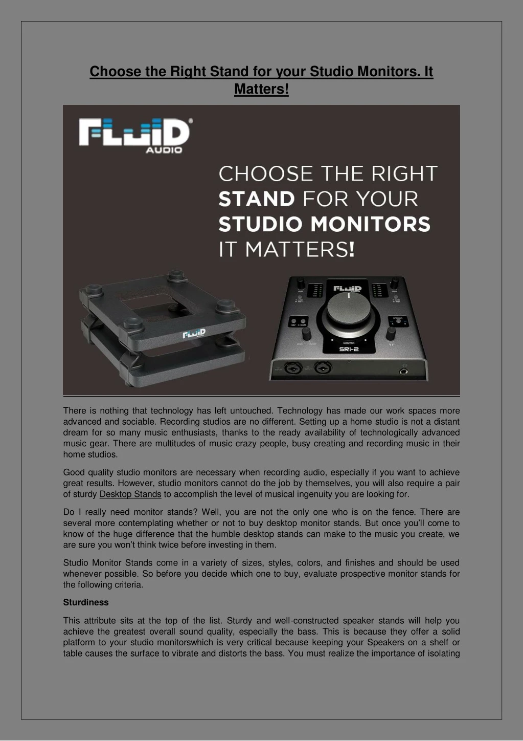choose the right stand for your studio monitors