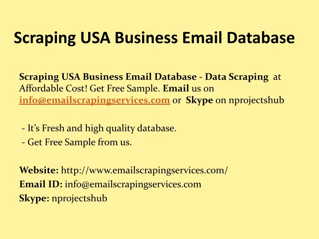 scraping usa business email database