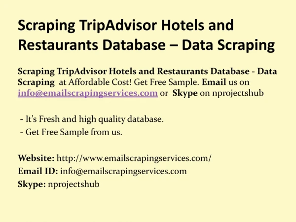 Scraping TripAdvisor Hotels and Restaurants Database