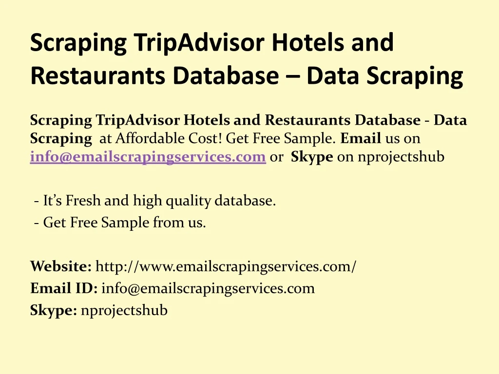 scraping tripadvisor hotels and restaurants database data scraping