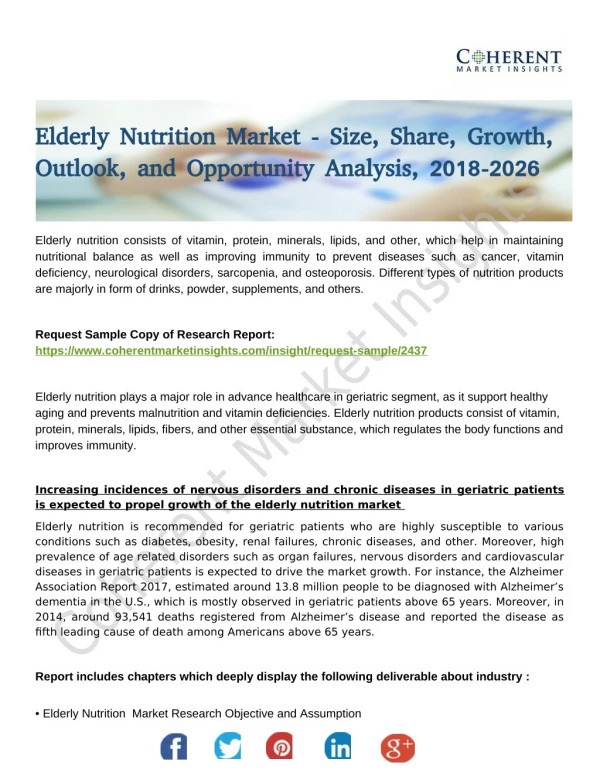 Elderly Nutrition Market Infrastructure Growth and Development in China by 2026